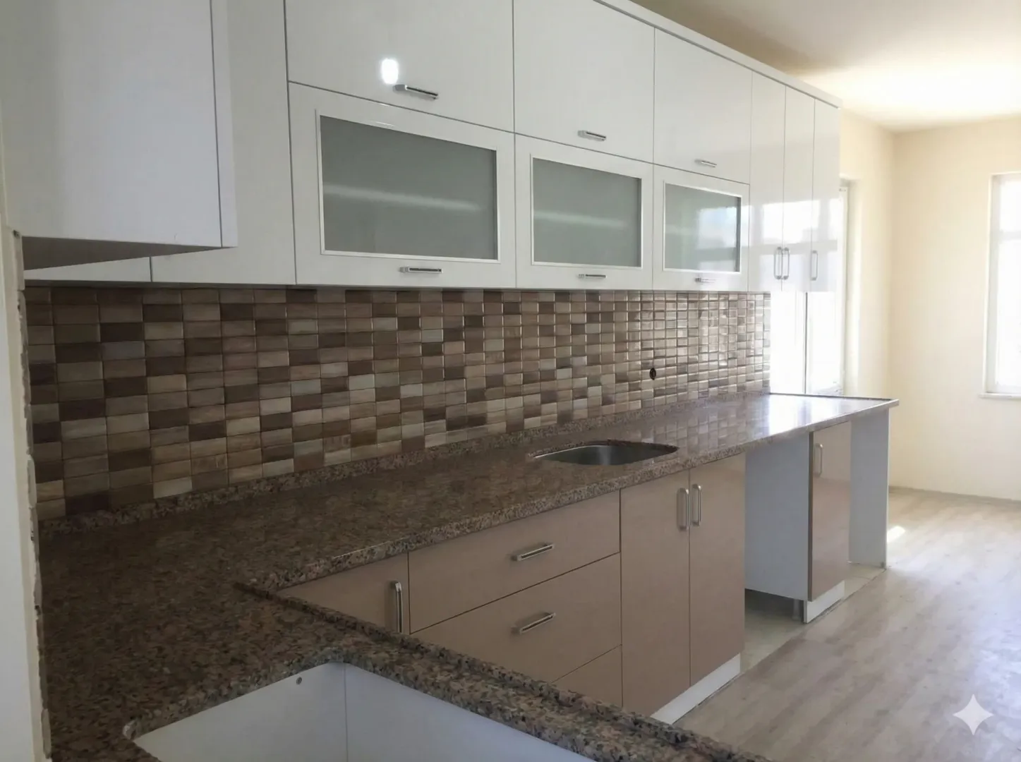  Beyaz & Cappuccino Modern High Gloss Mutfak - Görsel 3