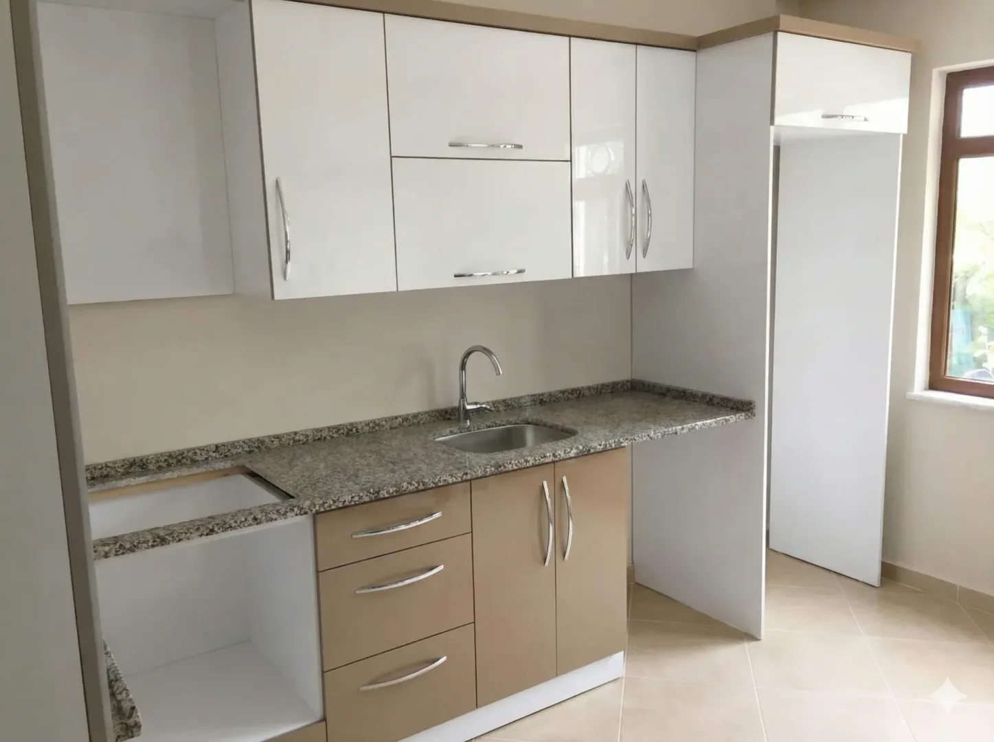 Beyaz & Latte Modern High Gloss Mutfak - High Gloss kapak example